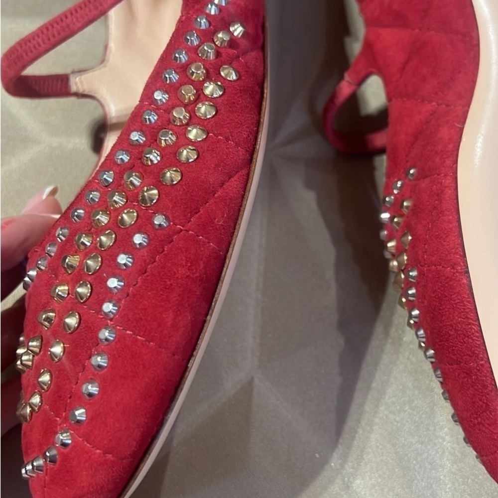AGL Red Studded Mary Jane Ballet Flats – Nwt Multiple Sizes made in Italy - Picture 5 of 7